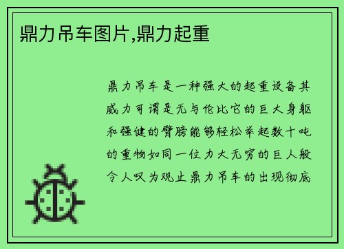 鼎力吊车图片,鼎力起重